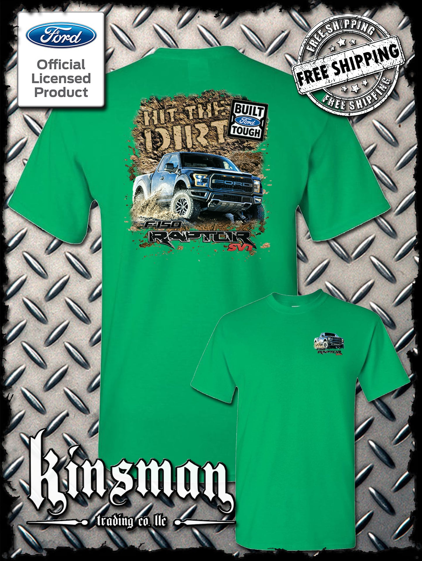 Ford F-150 Raptor SVT Hit The Dirt 2-Sided T-Shirt - Official Licensed Product