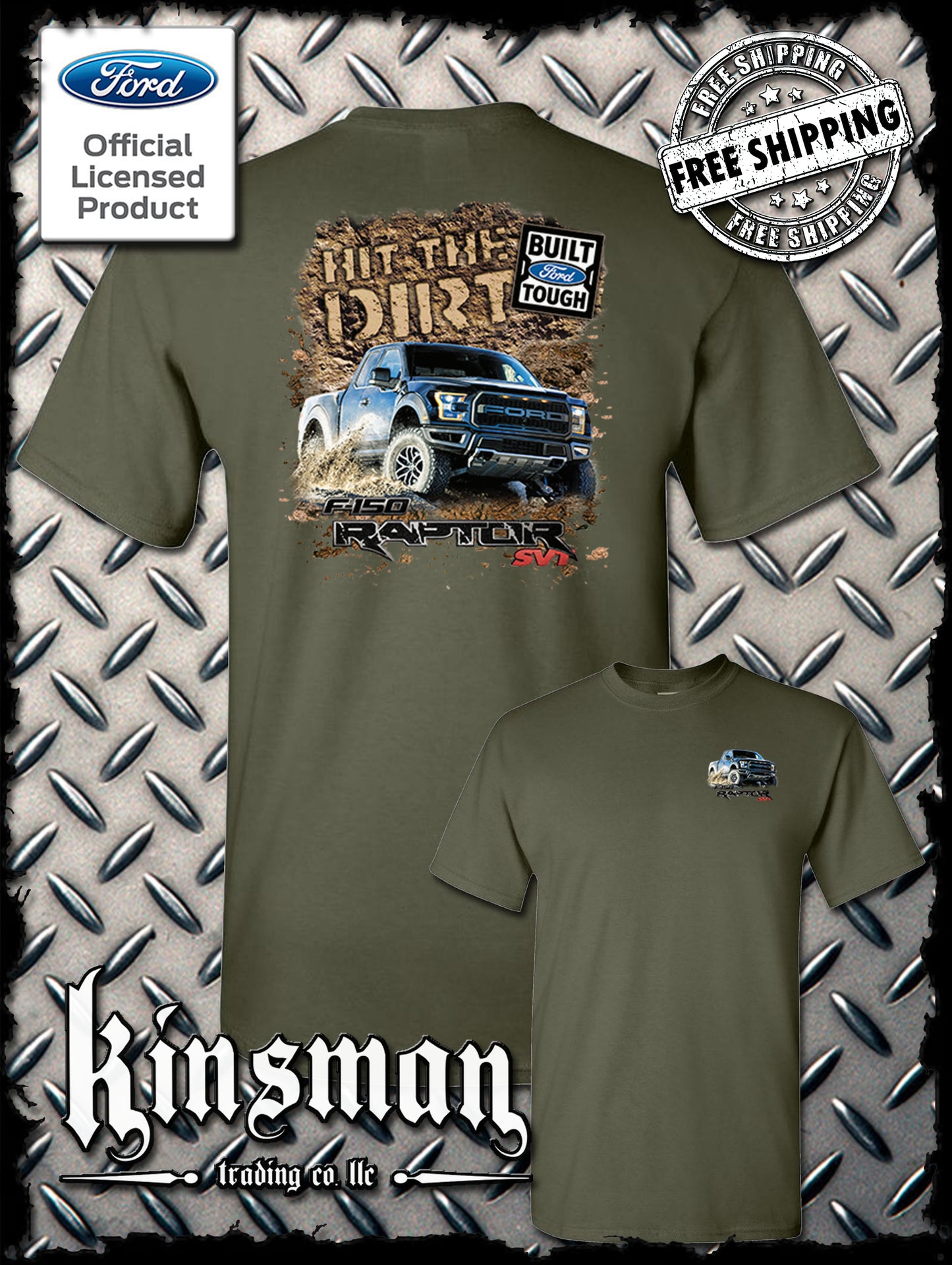 Ford F-150 Raptor SVT Hit The Dirt 2-Sided T-Shirt - Official Licensed Product