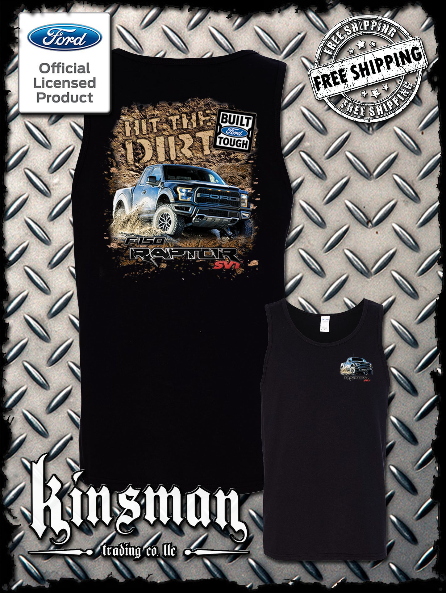 Ford F-150 Raptor SVT Hit The Dirt 2-Sided Tank Top T-Shirt - Official Licensed Product