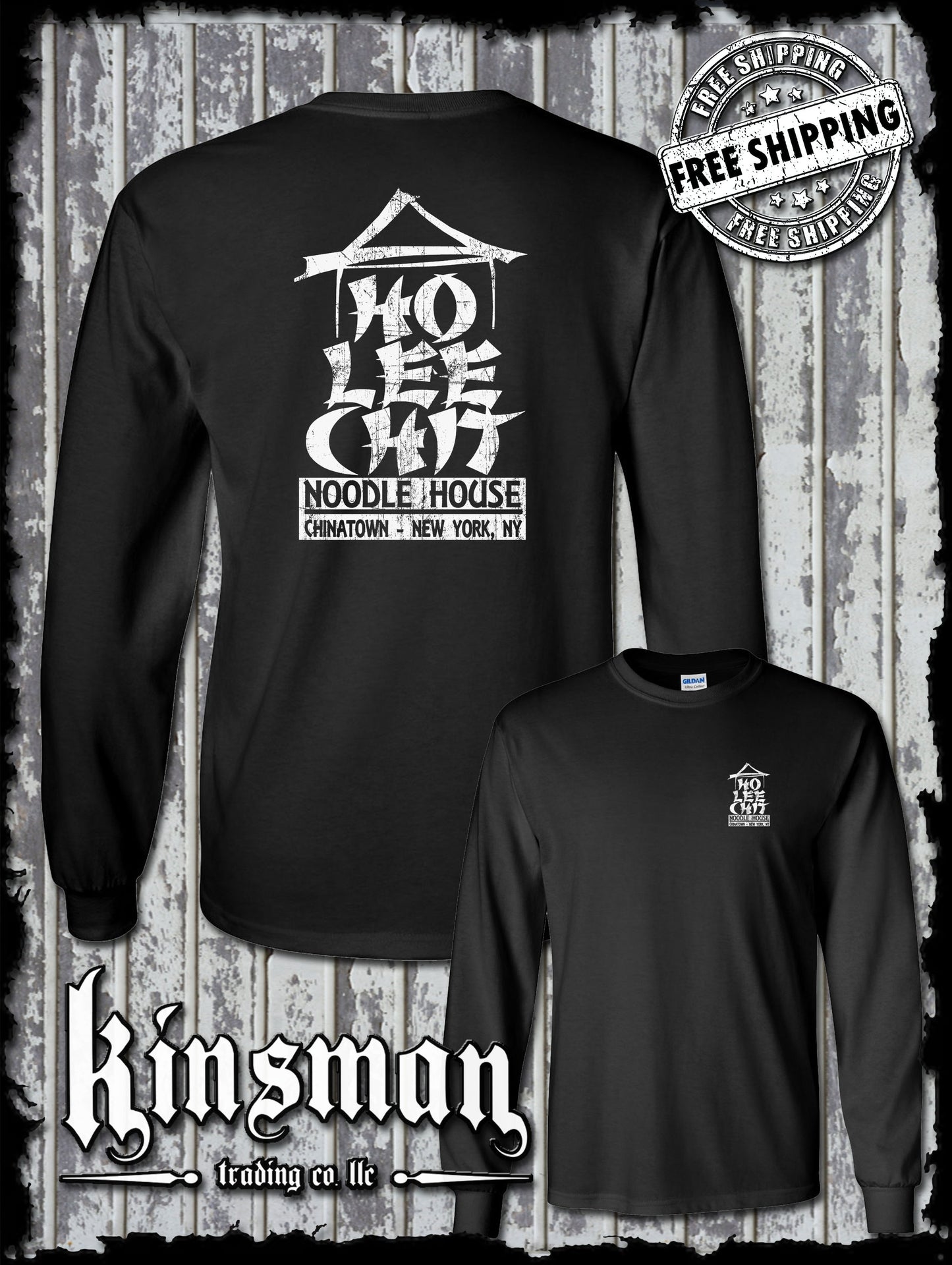 Ho Lee Chit 2-Sided Long Sleeve T-Shirt - Chinese Buffet Noodle House Adult Humor