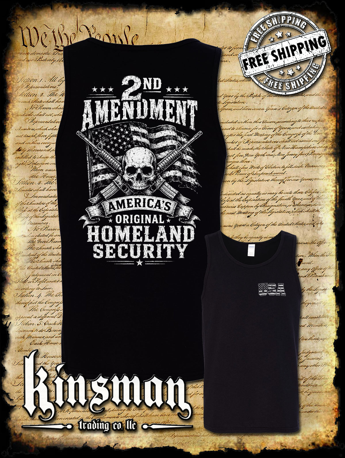2nd Amendment America's Homeland Security Tank Top T-Shirt / USA Pro-Gun Firearm Rights