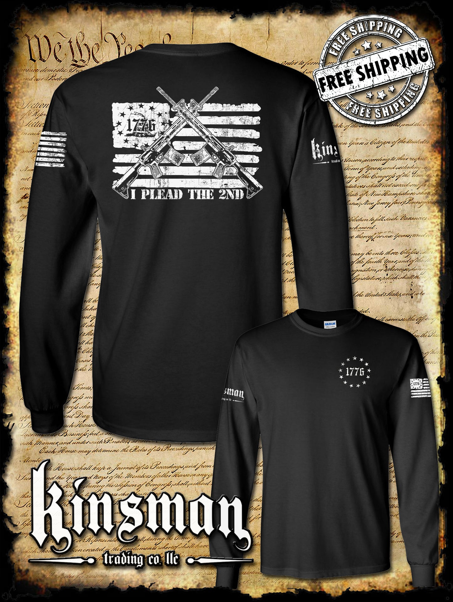 I Plead the 2nd Amendment Long Sleeve T-Shirt - 1776 AR-15 Pro-Gun Rights 2A USA