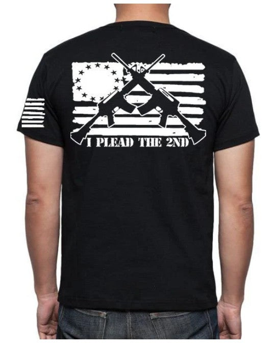 USA Flag I Plead The 2nd Amendment T-Shirt Pro Gun Firearm Rights AR-15 Rifle