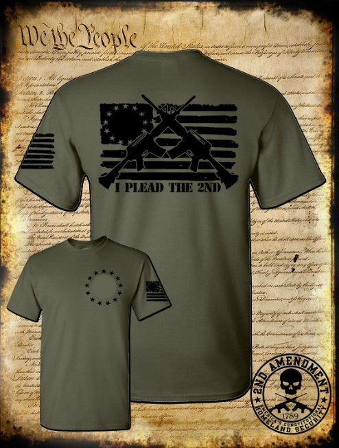 USA Flag I Plead The 2nd Amendment T-Shirt Pro Gun Firearm Rights AR-15 Rifle