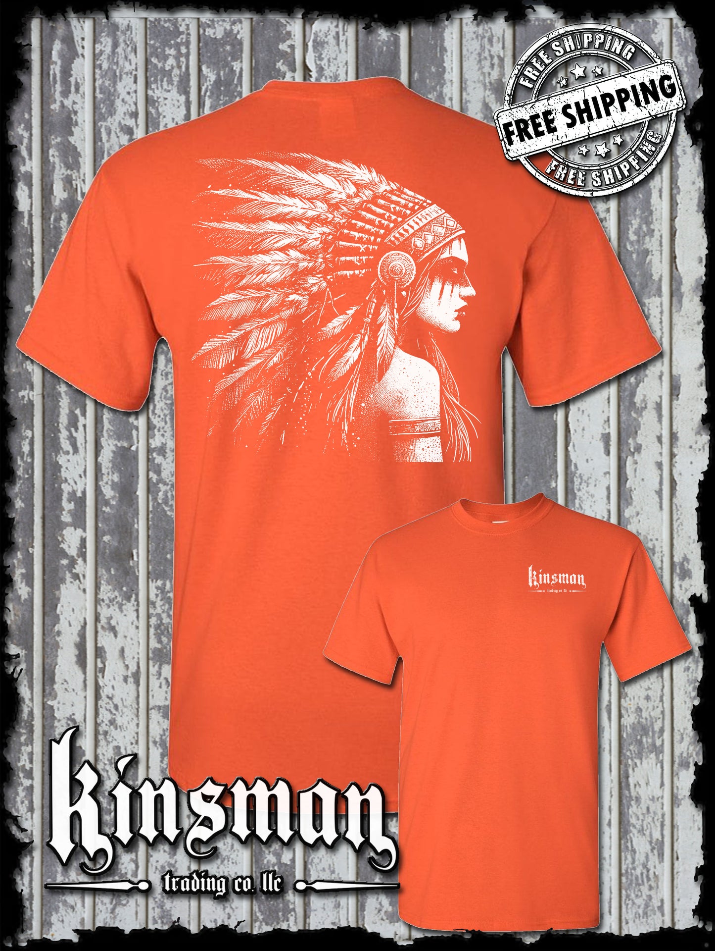 Native American Indian Girl 2-Sided T-Shirt / Feather War Bonnet