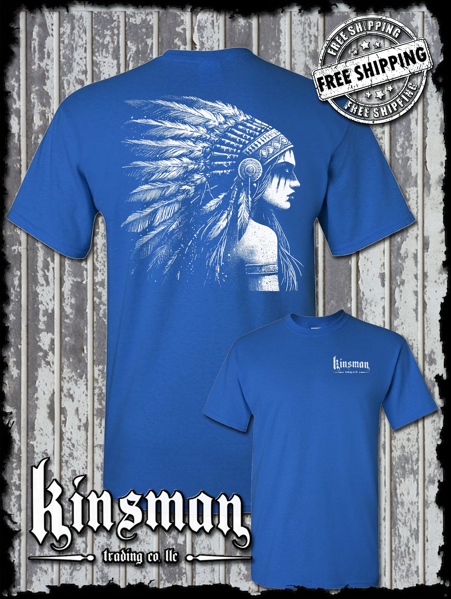 Native American Indian Girl 2-Sided T-Shirt / Feather War Bonnet