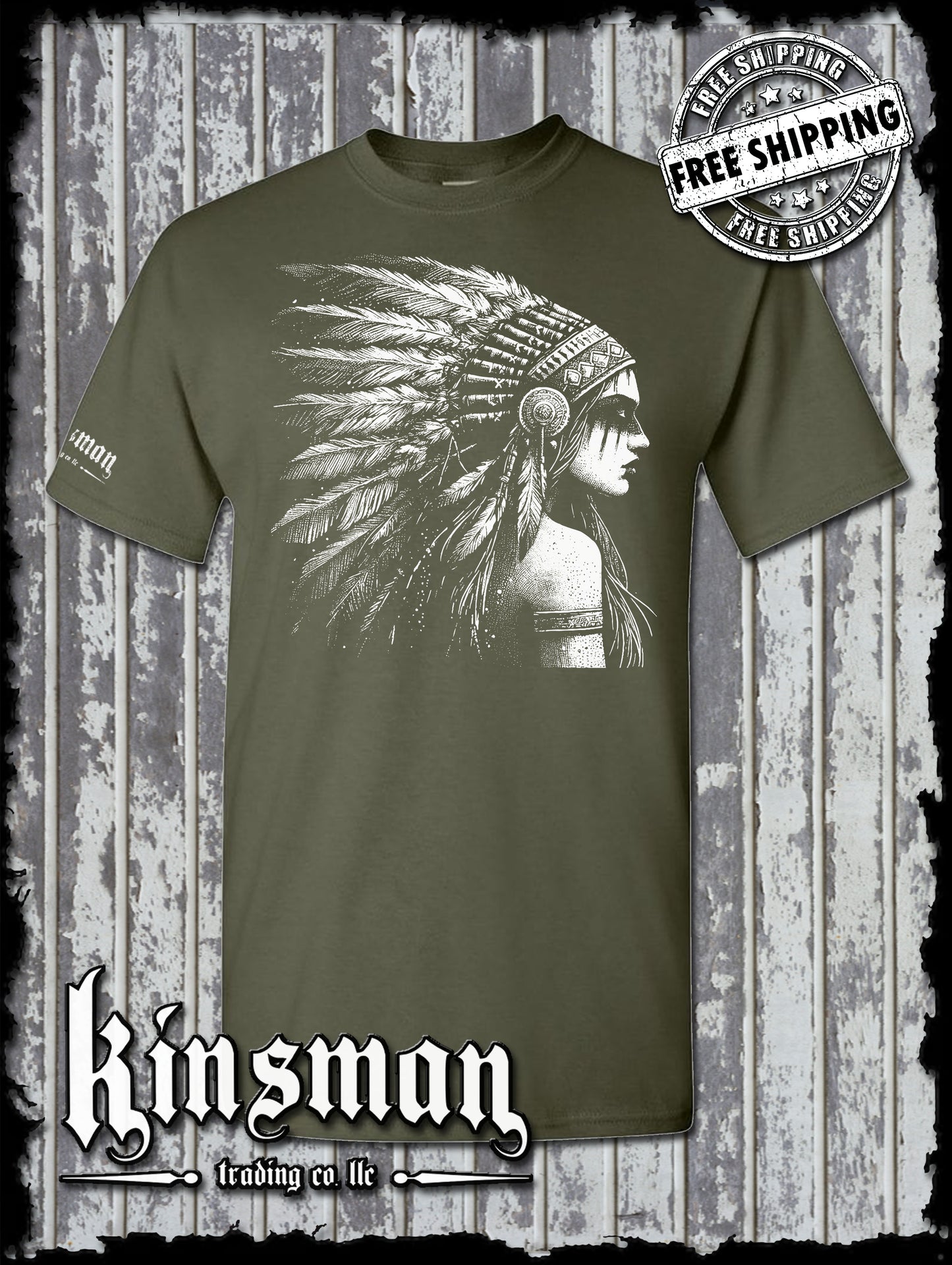 Native American Indian Girl T-Shirt / Feather War Bonnet