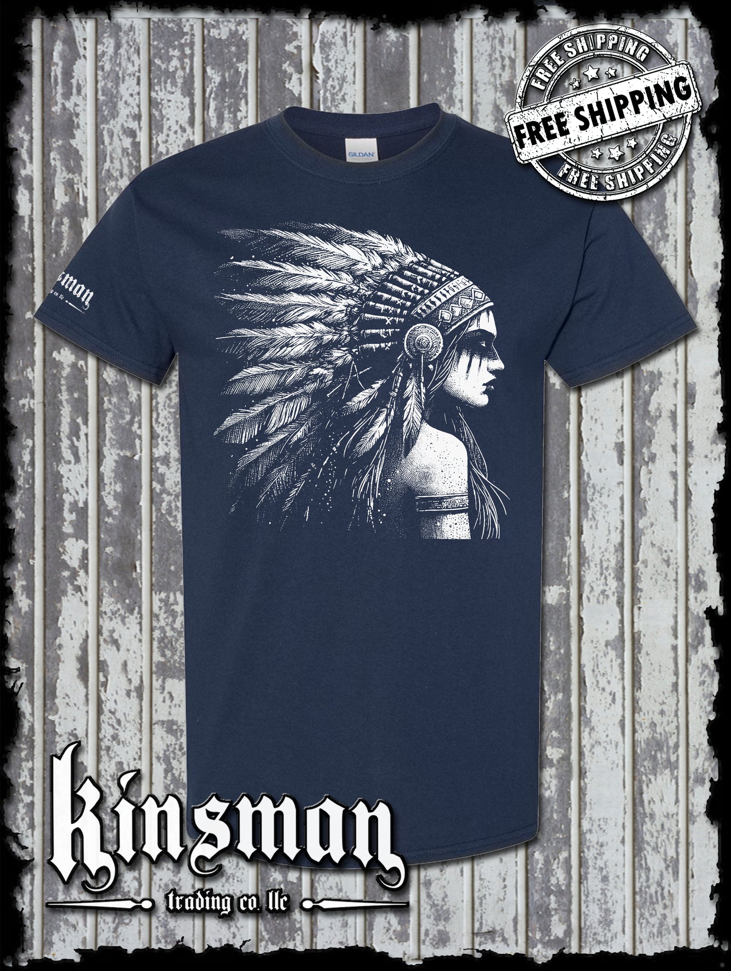 Native American Indian Girl T-Shirt / Feather War Bonnet