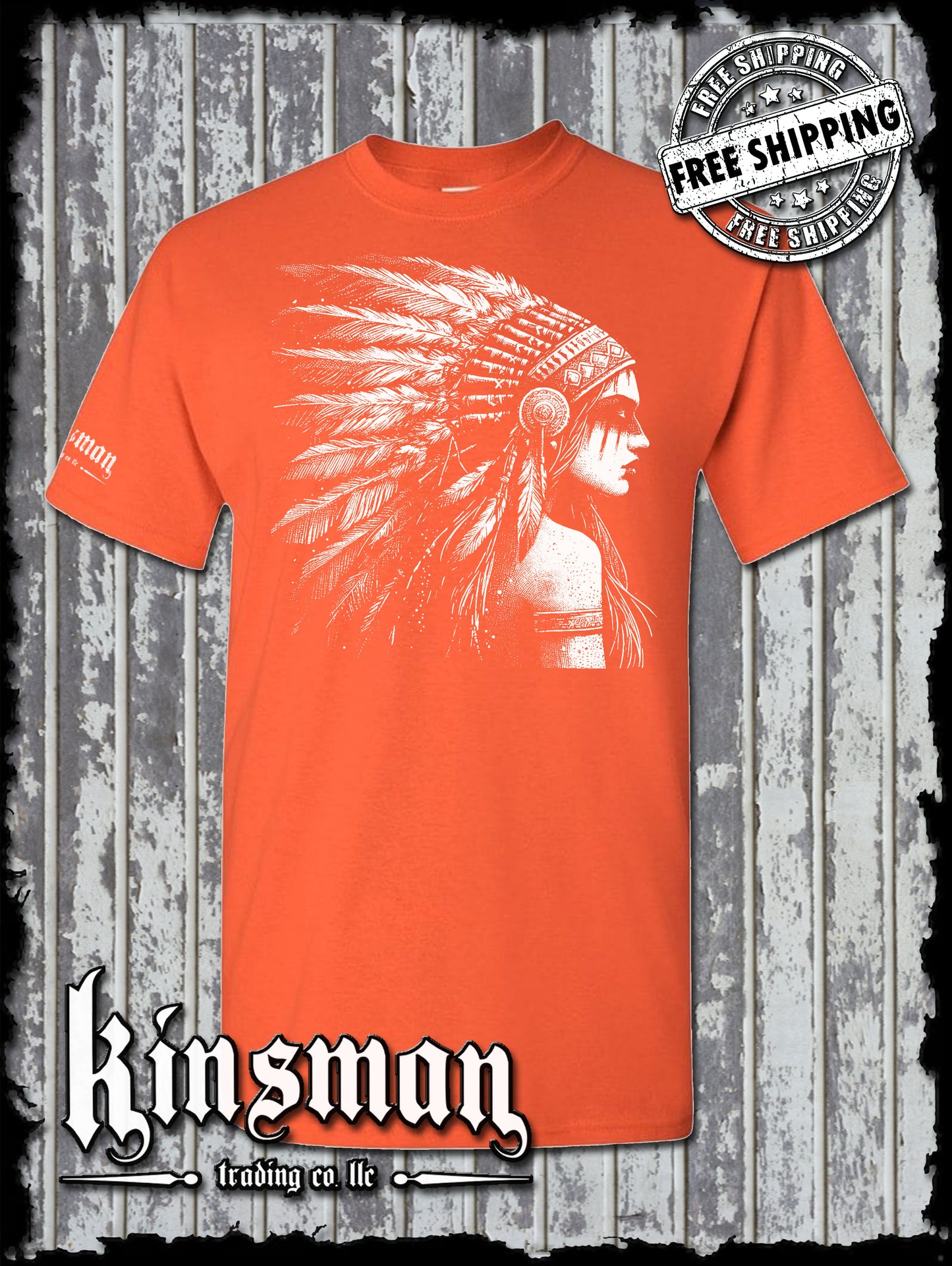 Native American Indian Girl T-Shirt / Feather War Bonnet