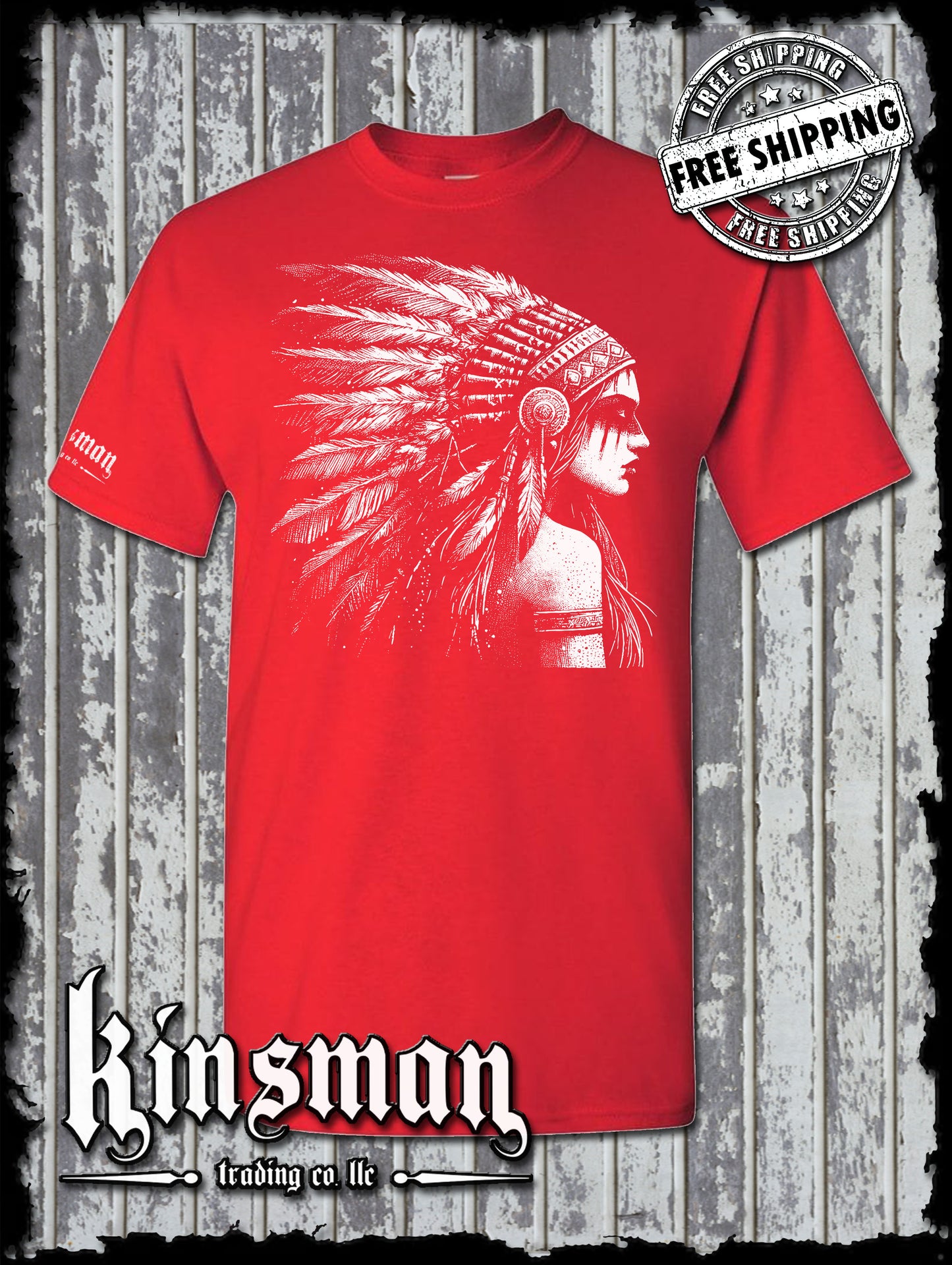 Native American Indian Girl T-Shirt / Feather War Bonnet