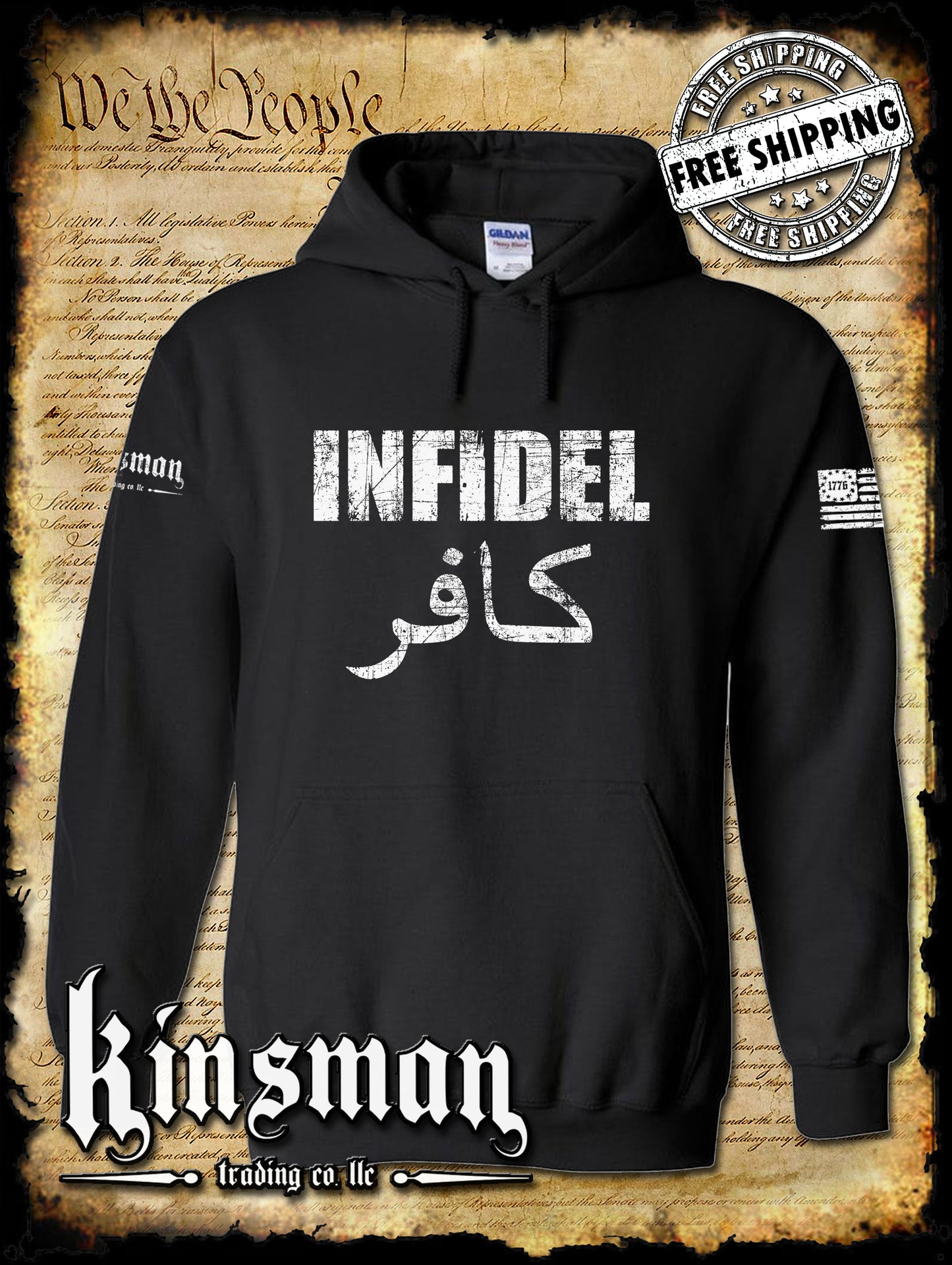 Infidel Hoodie - USA Patriotic Freedom AR-15 Military Pro Gun Rights