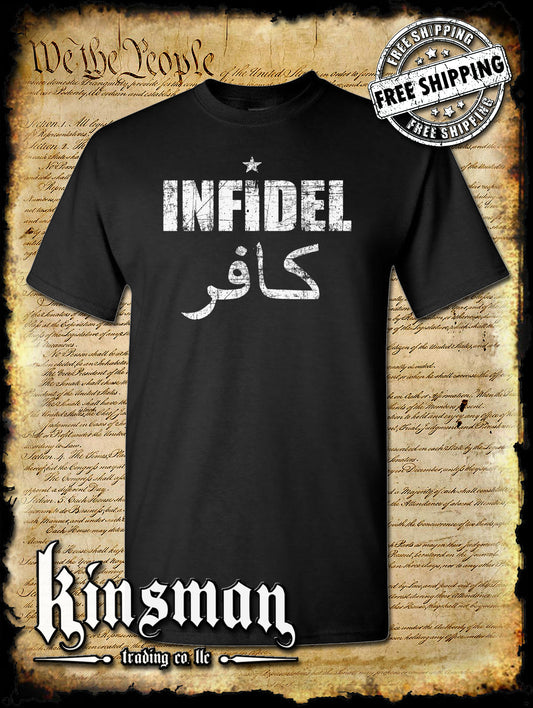 Infidel T-Shirt - USA Patriotic Freedom AR-15 Military Proud Pro Gun Rights Tee