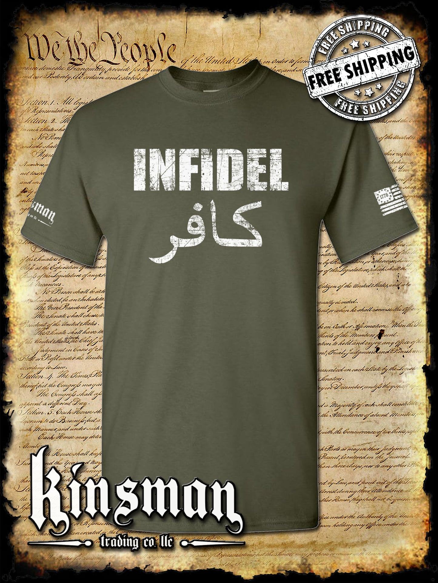 Infidel T-Shirt - USA Patriotic Freedom AR-15 Military Proud Pro Gun Rights Tee