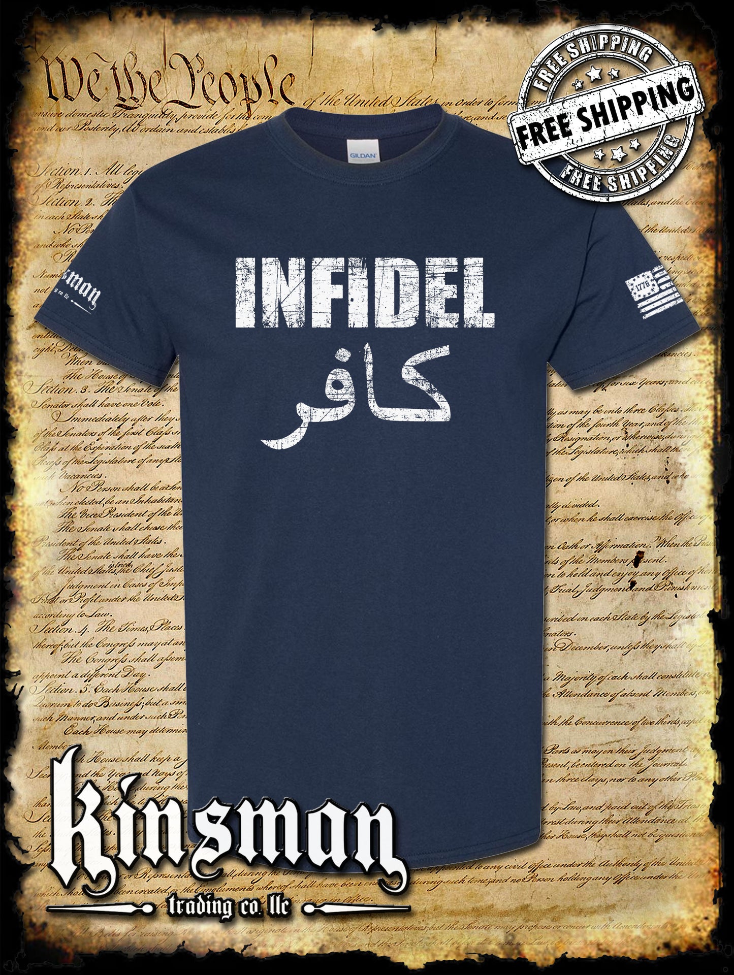Infidel T-Shirt - USA Patriotic Freedom AR-15 Military Proud Pro Gun Rights Tee