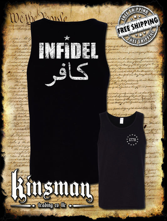 Infidel 2-Sided Tank Top T-Shirt - USA Patriotic Freedom Military Pro Gun Rights