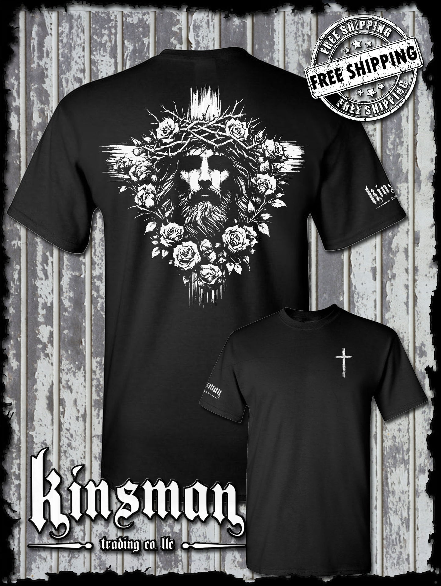 Jesus Cross Roses 2-Sided T-Shirt