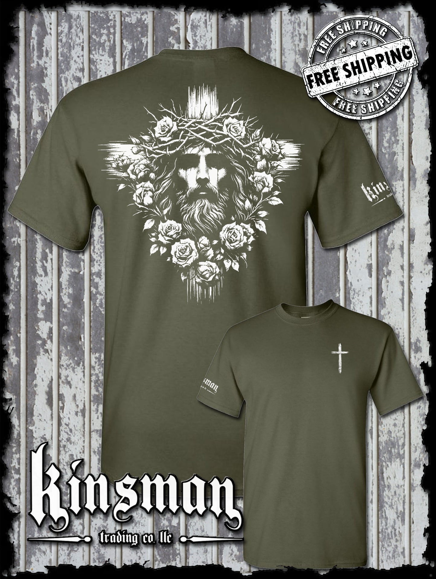 Jesus Cross Roses 2-Sided T-Shirt