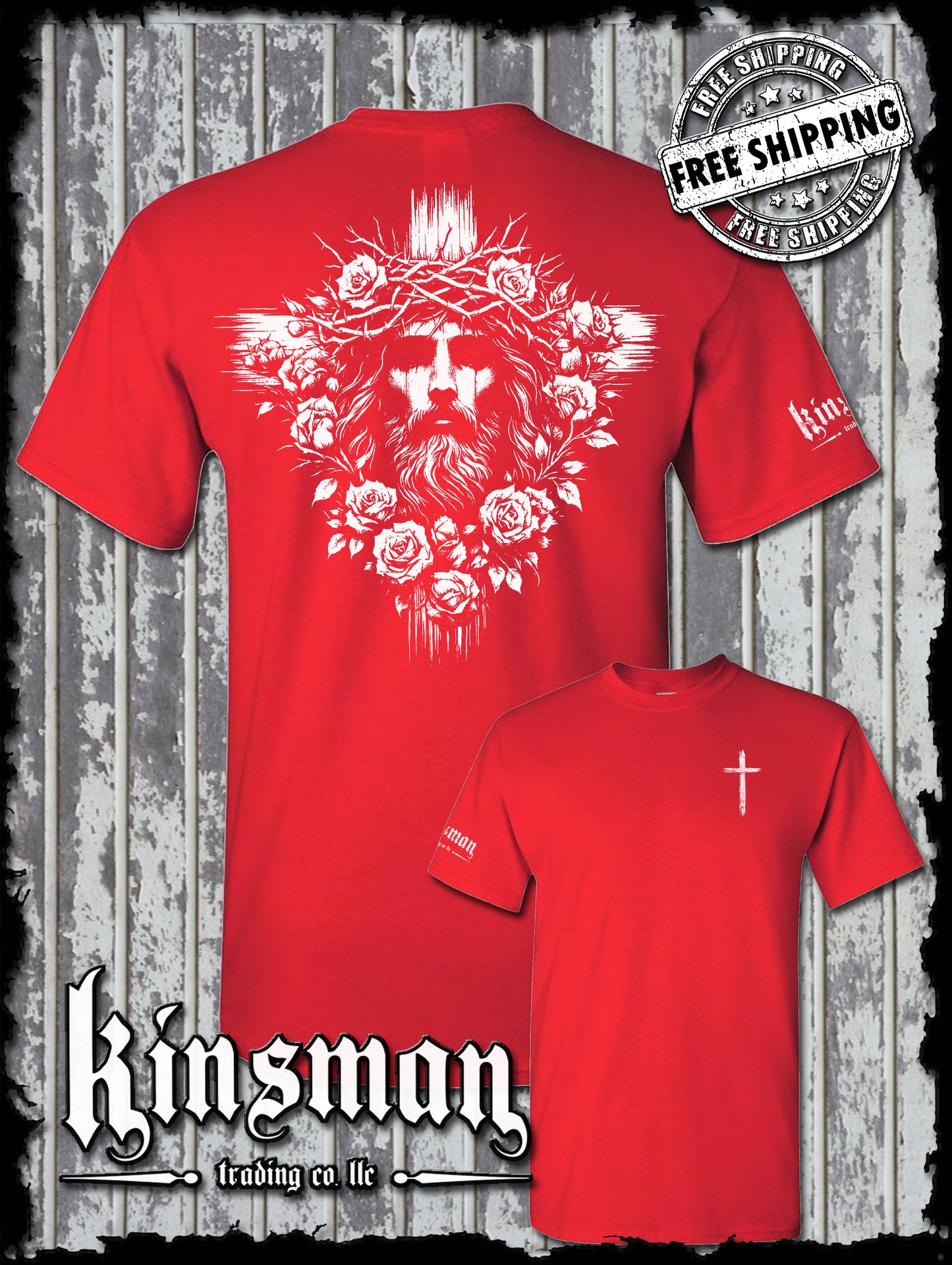 Jesus Cross Roses 2-Sided T-Shirt
