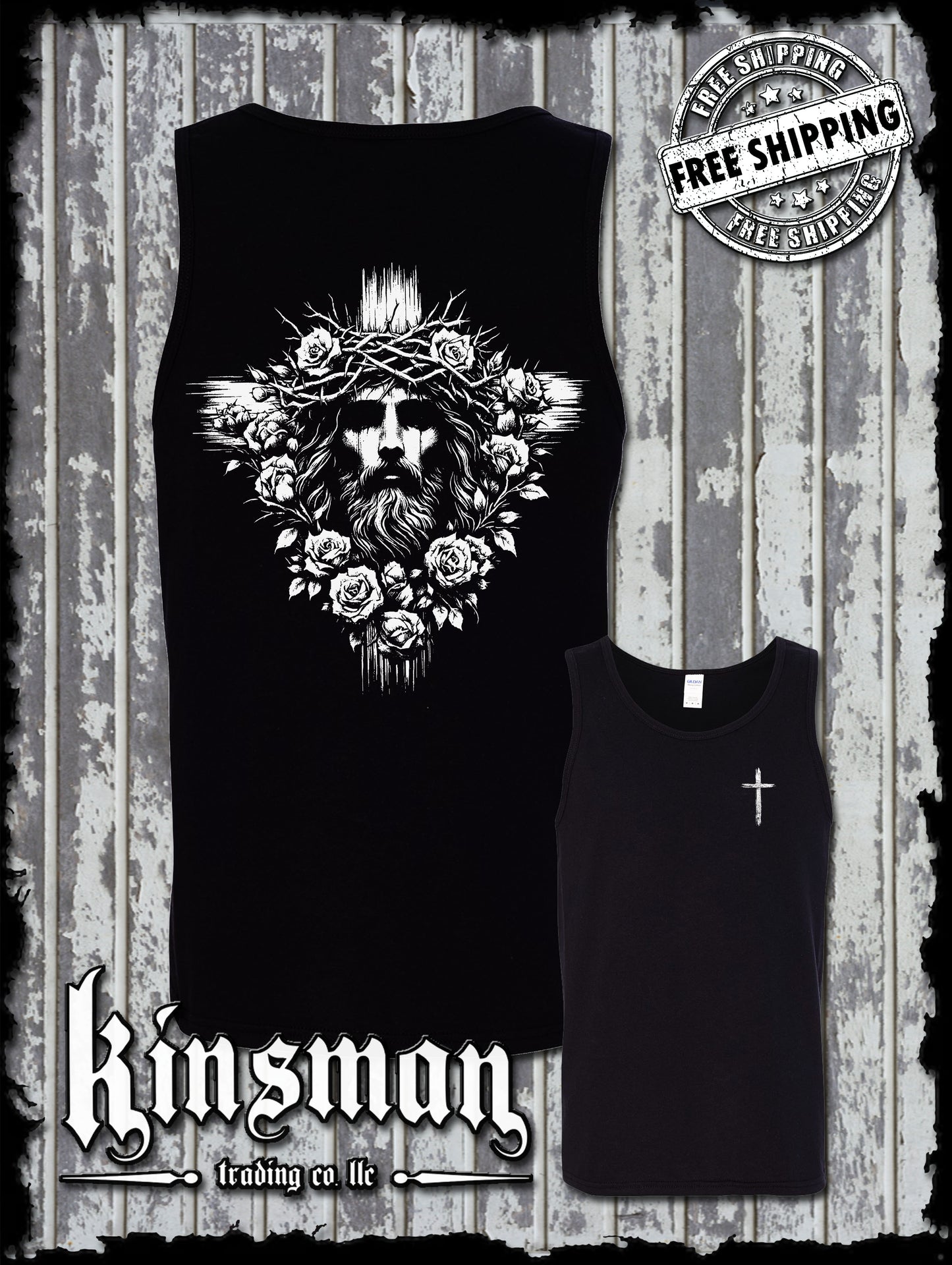 Jesus Cross Roses 2-Sided Tank Top T-Shirt
