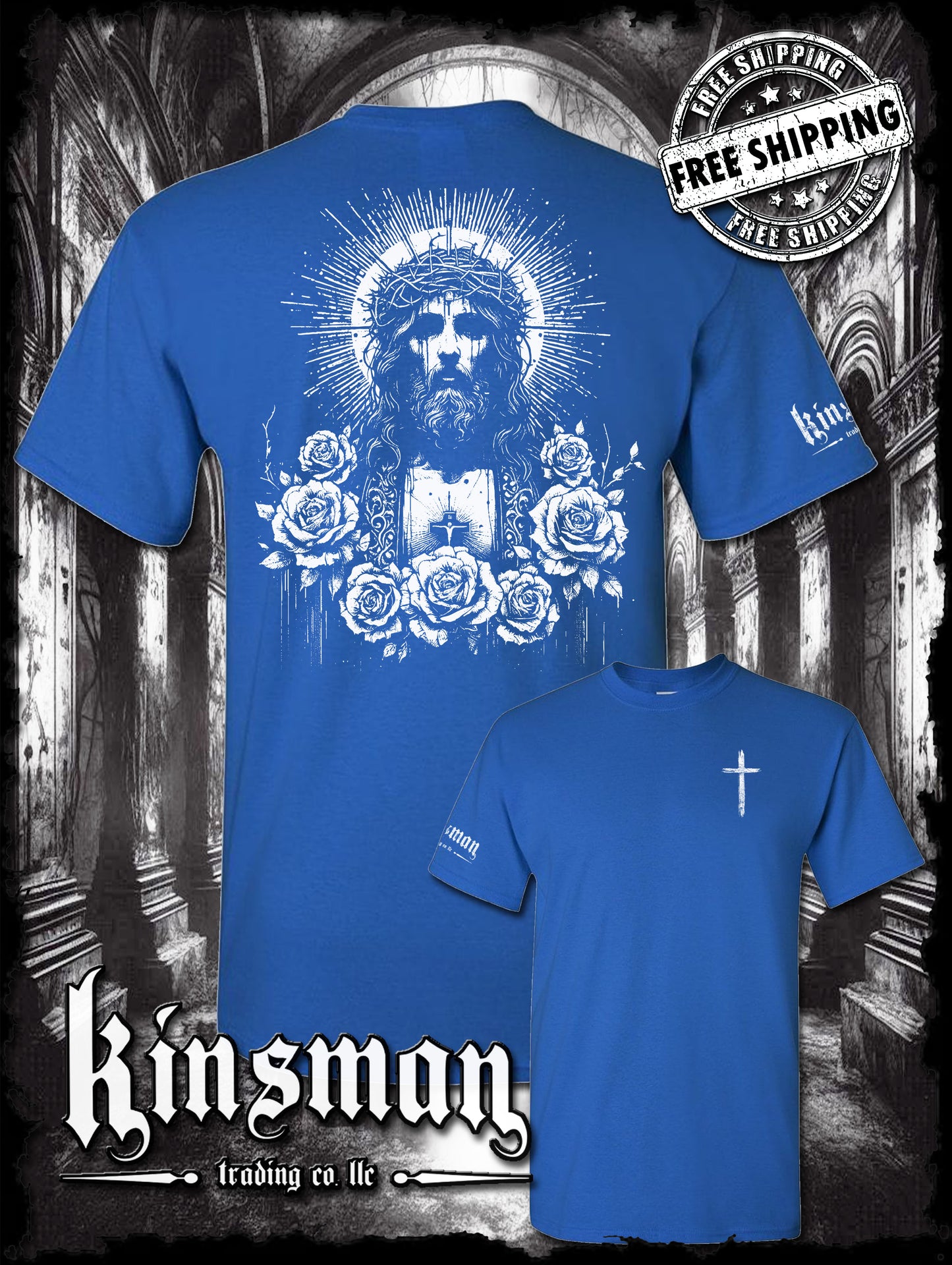 Jesus Christ Floral Portrait 2-Sided T-Shirt