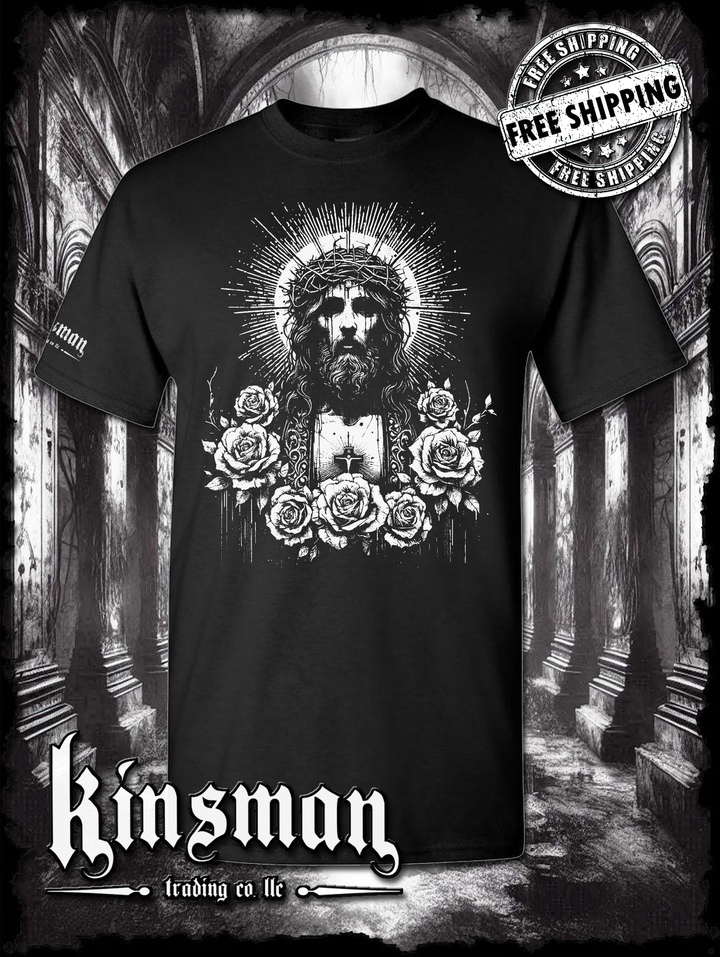 Jesus Christ Floral Portrait T-Shirt