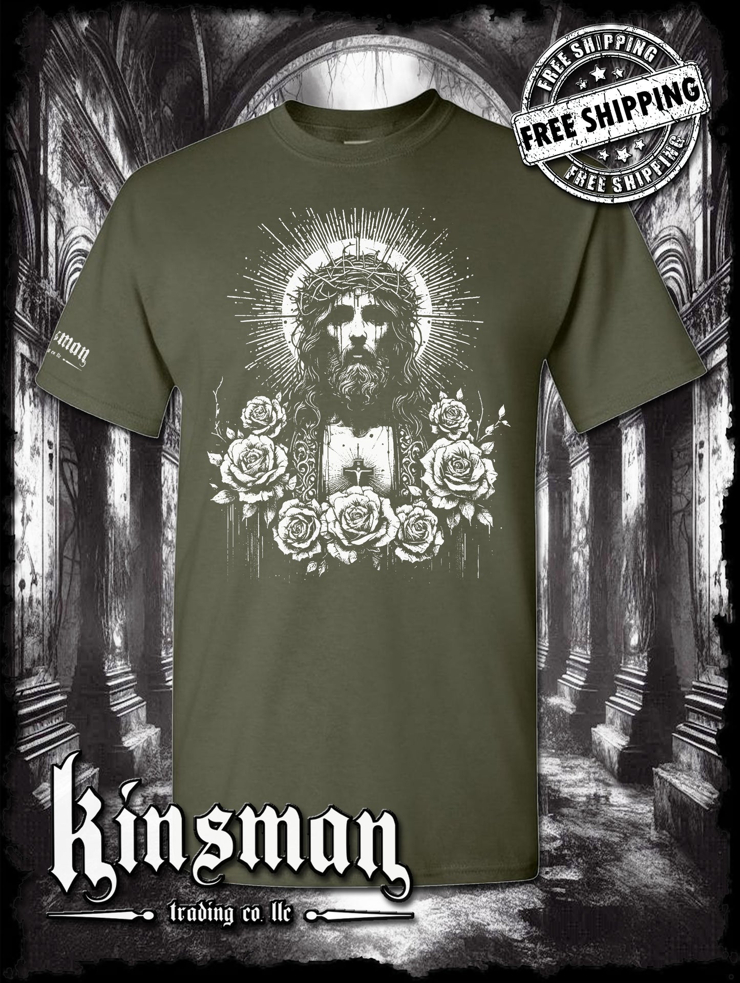 Jesus Christ Floral Portrait T-Shirt