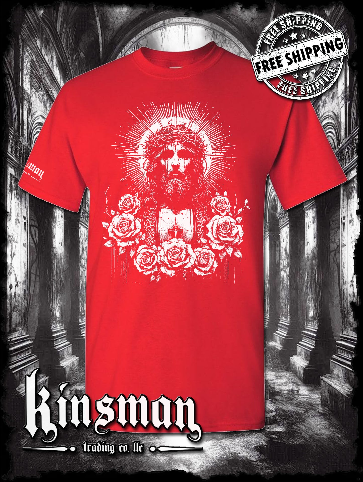 Jesus Christ Floral Portrait T-Shirt
