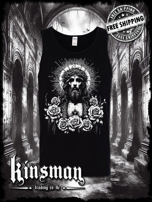 Jesus Christ Floral Portrait Tank Top T-Shirt