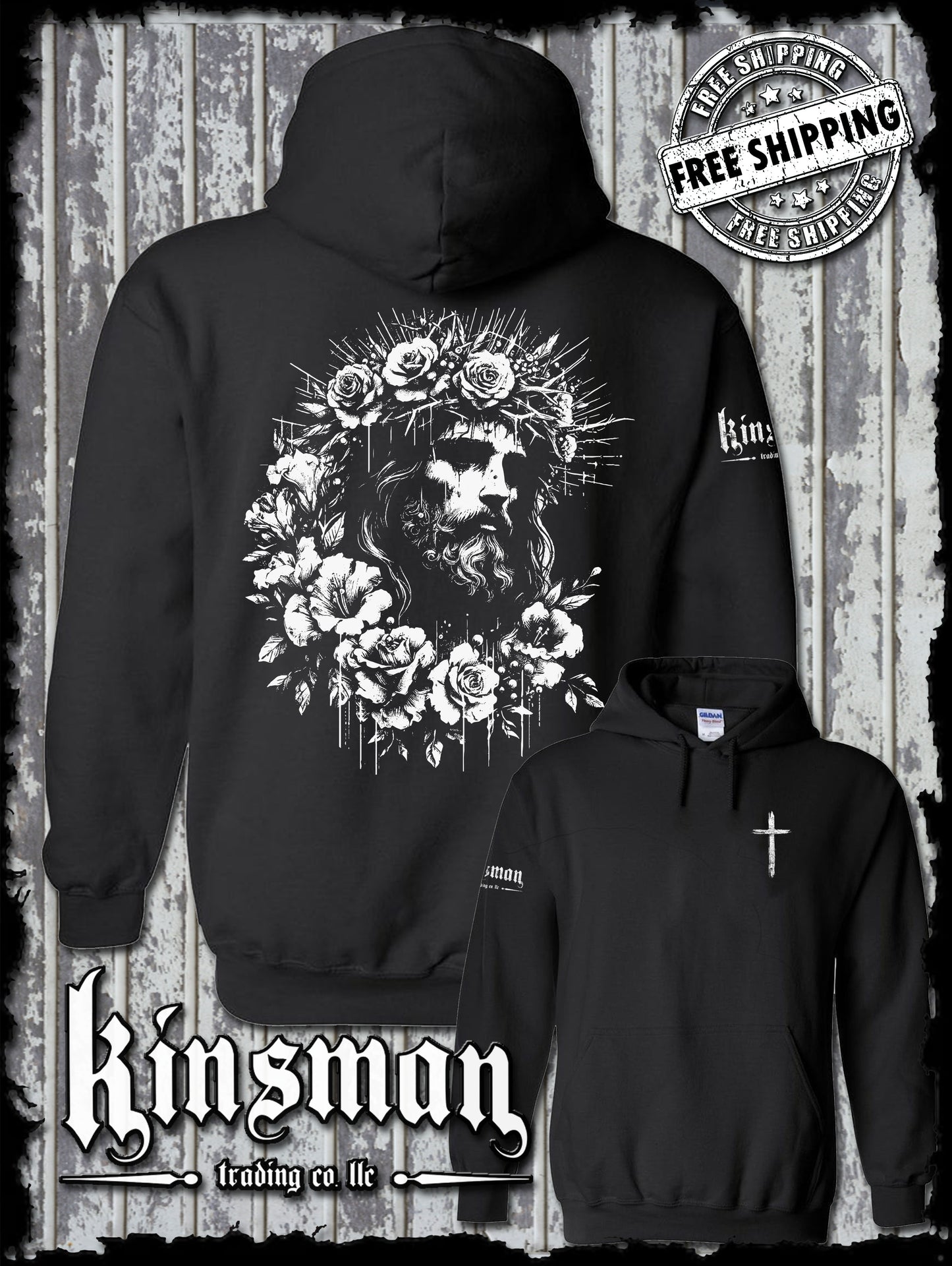 Jesus Portrait Roses Hoodie / Sweatshirt