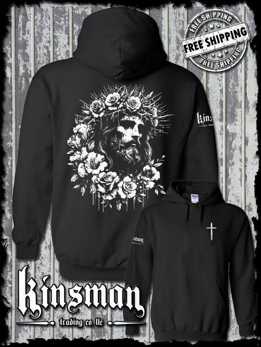 Jesus Portrait Roses Hoodie / Sweatshirt