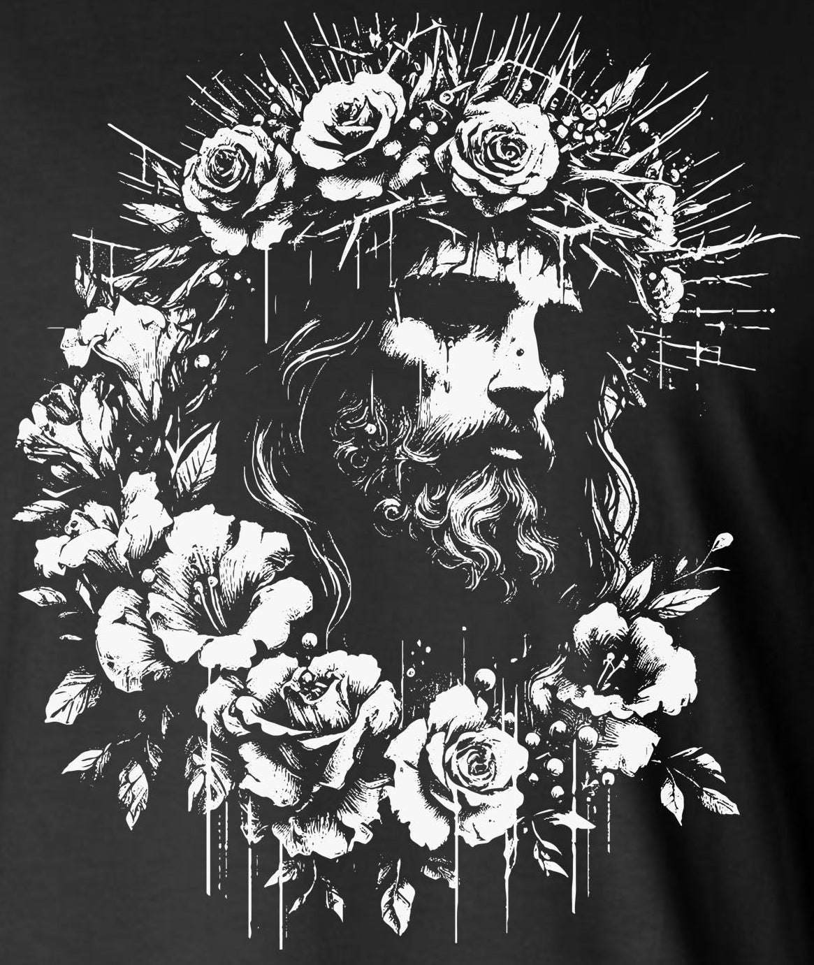 Jesus Portrait Roses T-Shirt