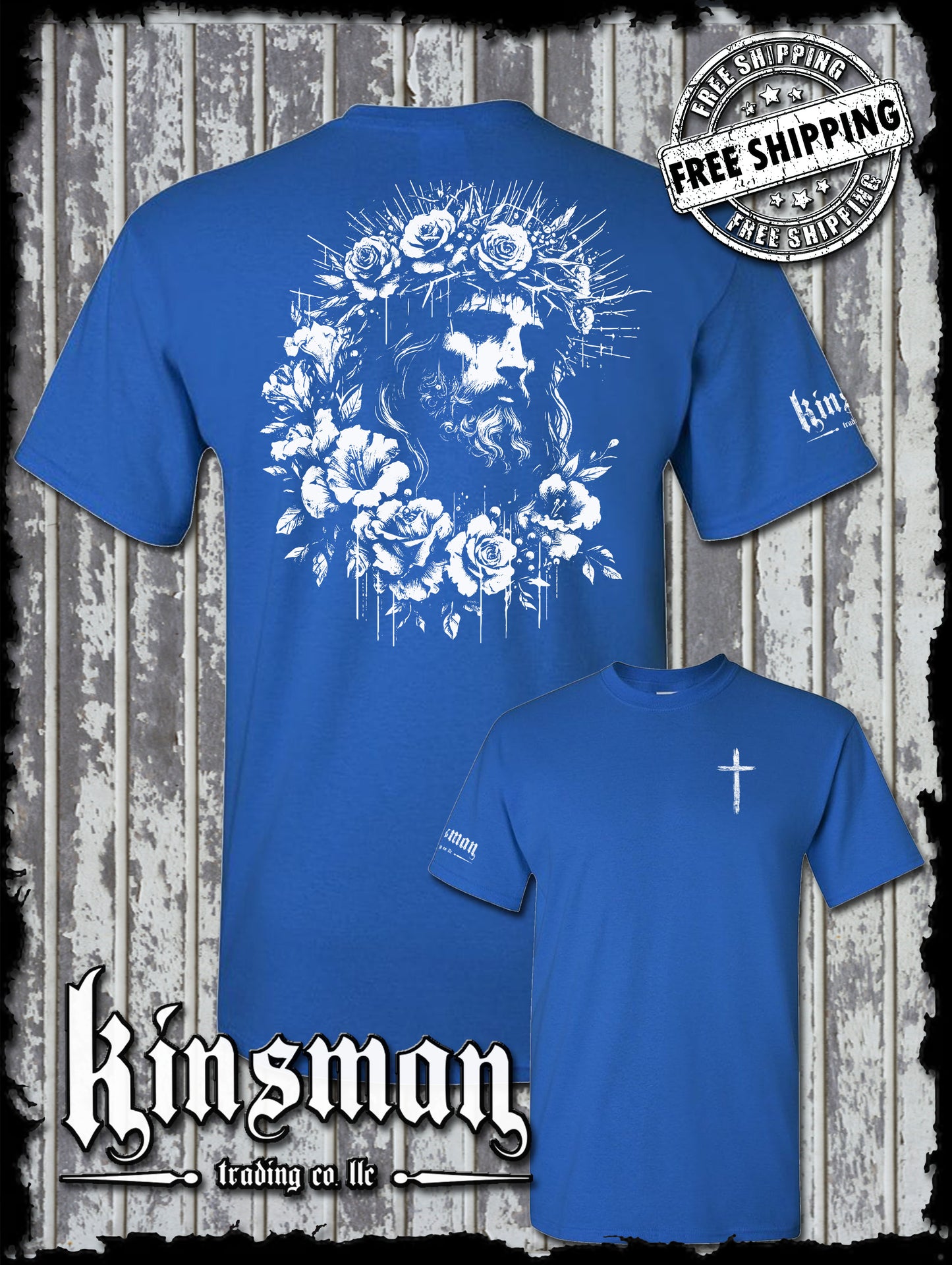 Jesus Portrait Roses 2-Sided T-Shirt