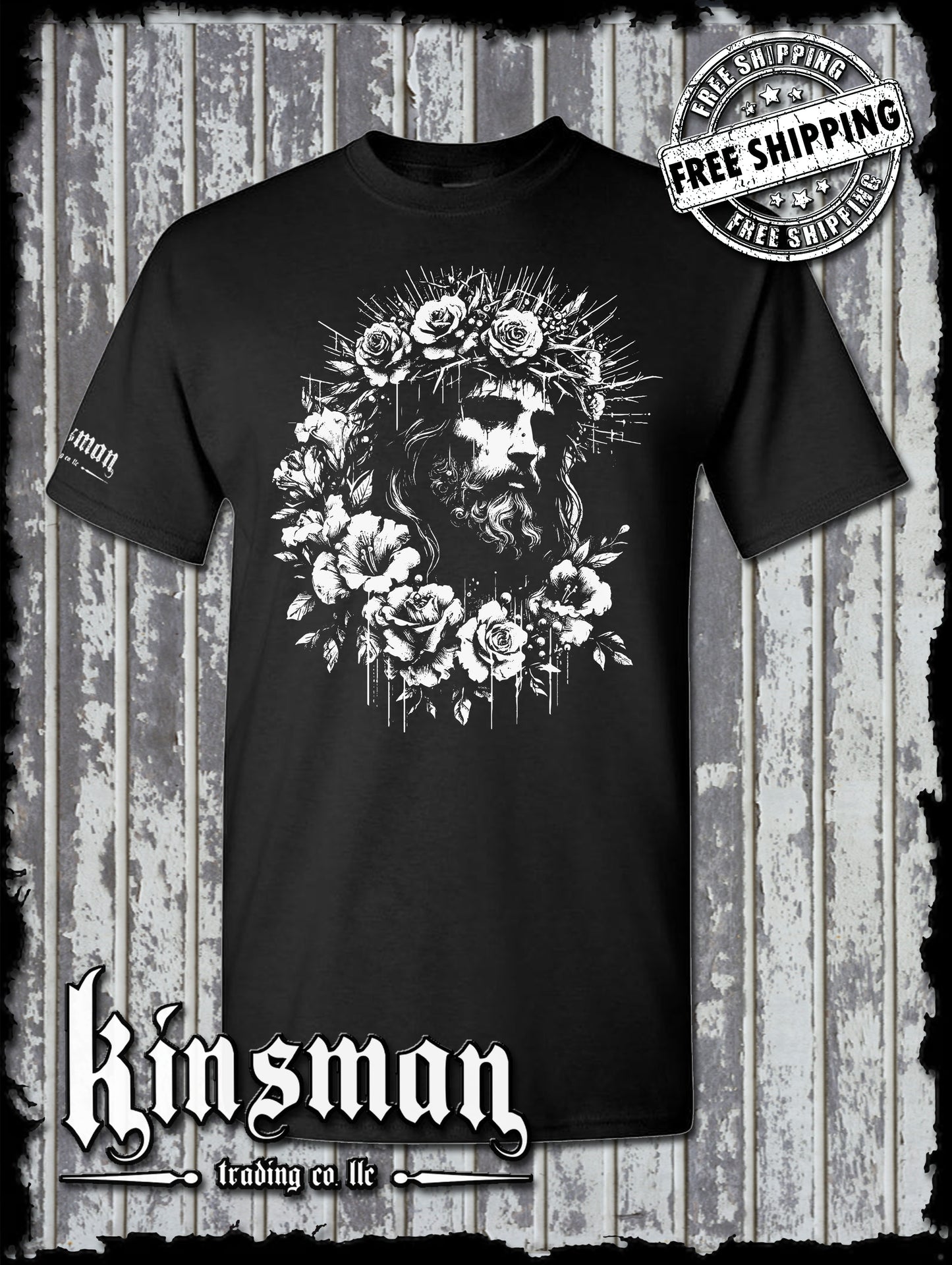 Jesus Portrait Roses T-Shirt