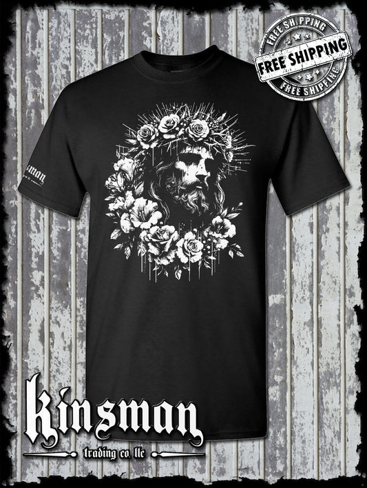 Jesus Portrait Roses T-Shirt