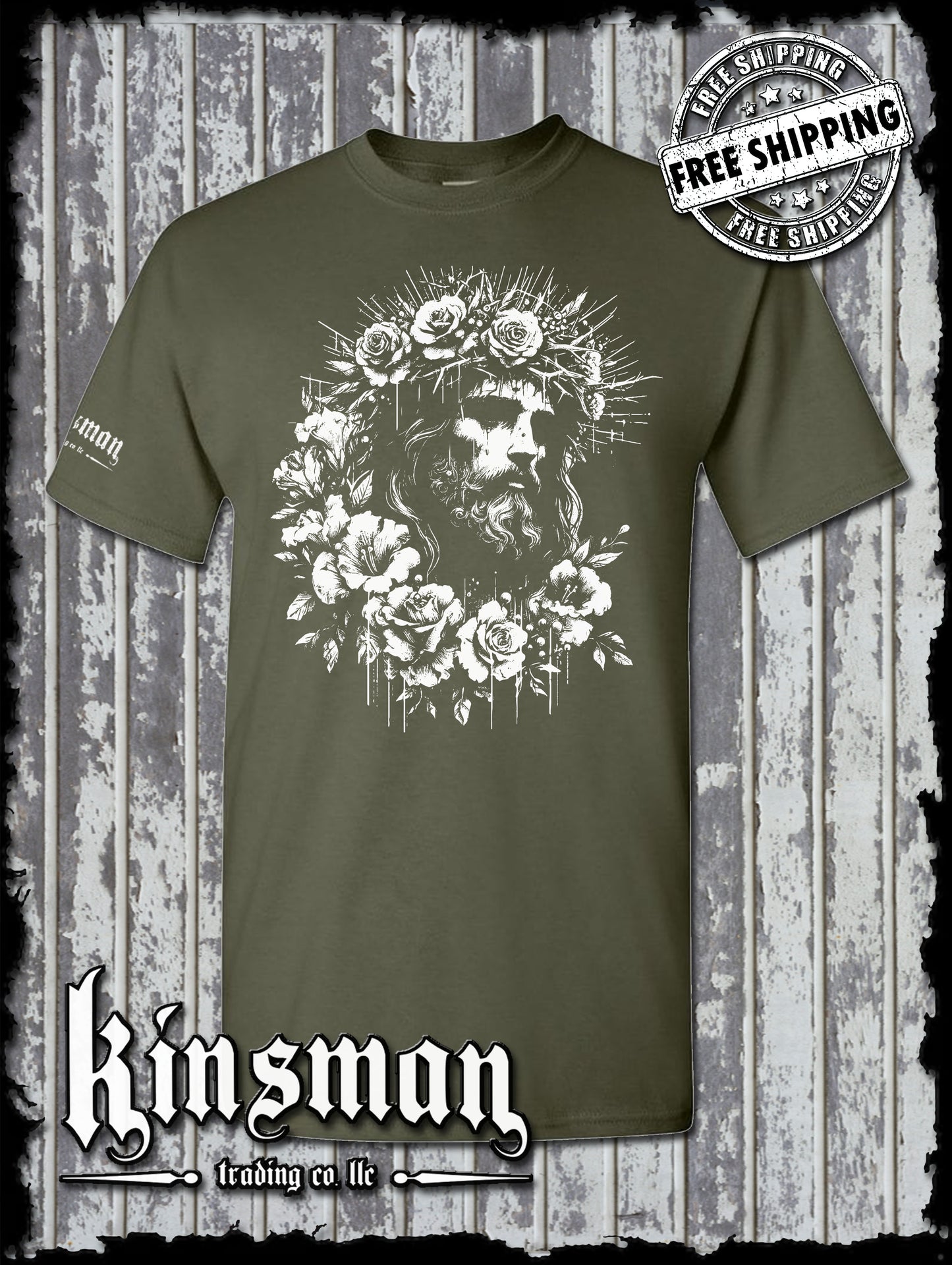 Jesus Portrait Roses T-Shirt