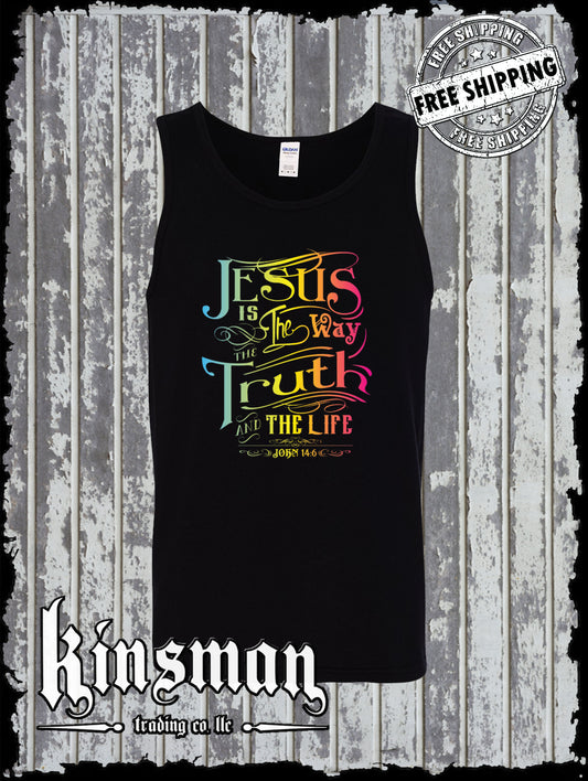 Jesus is the Way, Truth, Life Tank Top T-Shirt John 14:6 Christian God Bible