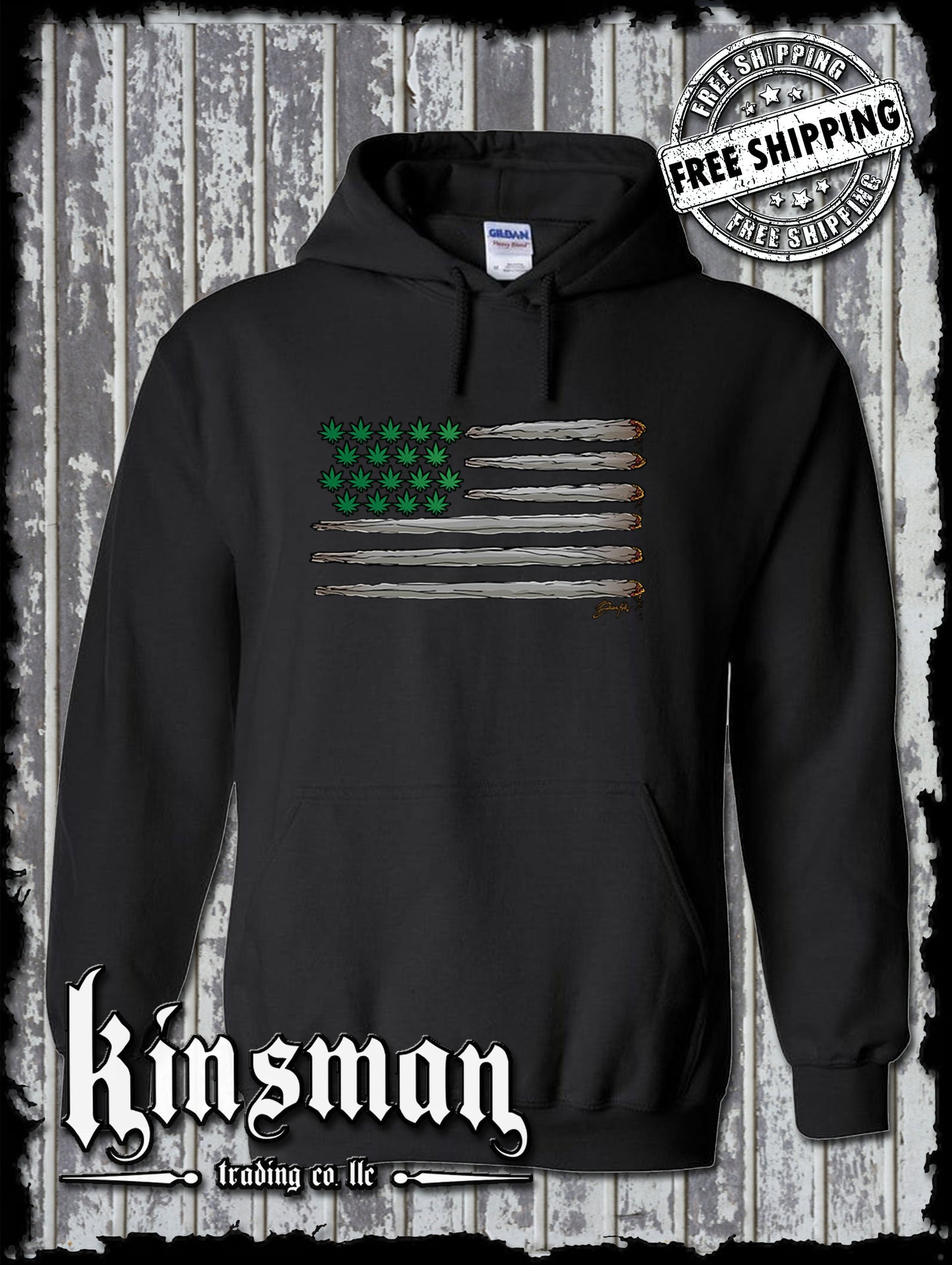American Joint & Pot Leaf Flag Hoodie / Sweatshirt USA Weed