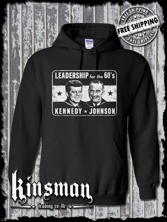 Kennedy / Johnson For President 1960's Retro Political Hoodie / Sweatshirt