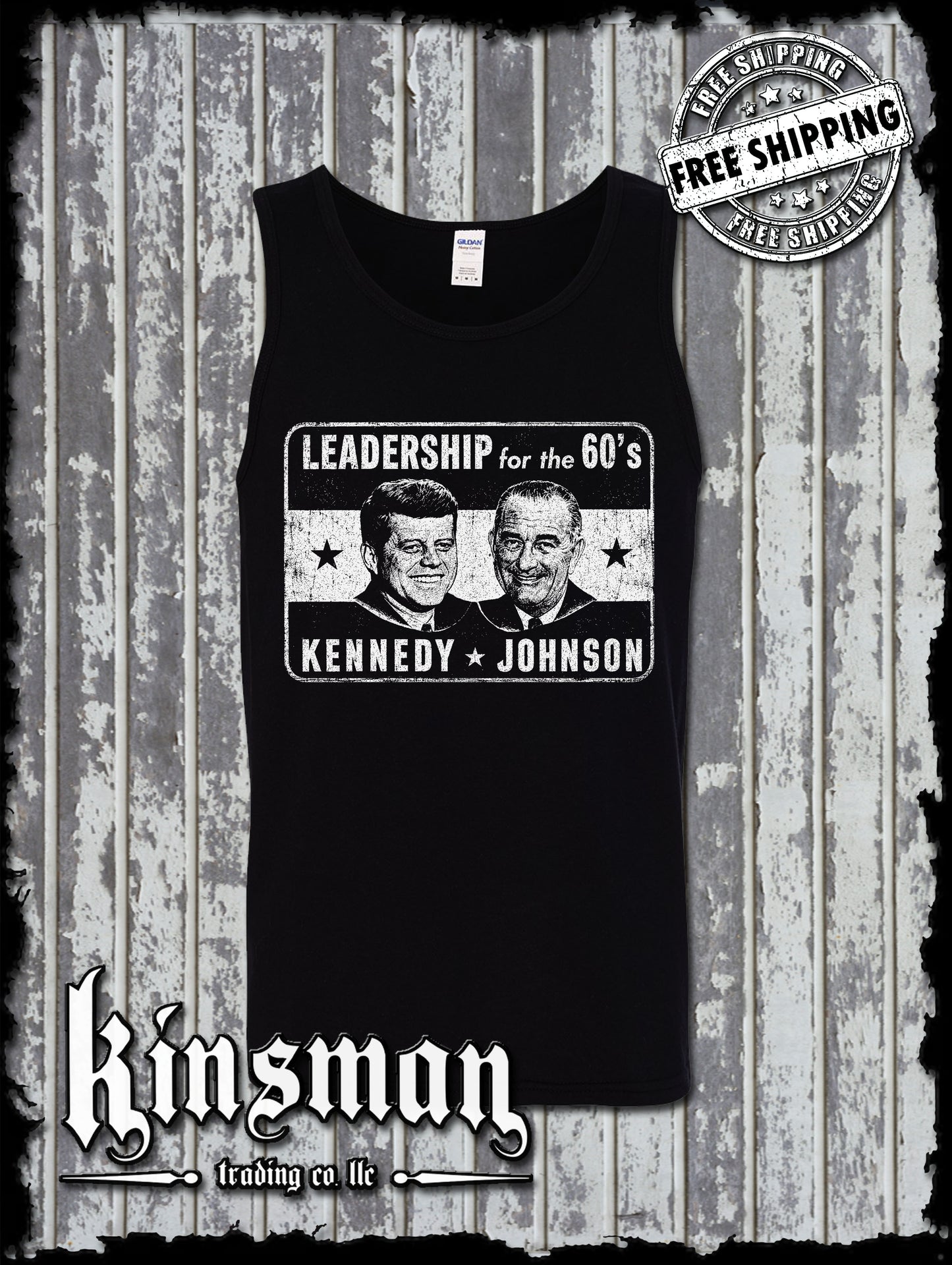 Kennedy / Johnson For President 1960's Retro Political Tank Top T-Shirt