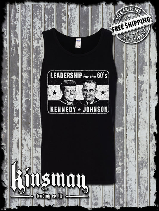 Kennedy / Johnson For President 1960's Retro Political Tank Top T-Shirt