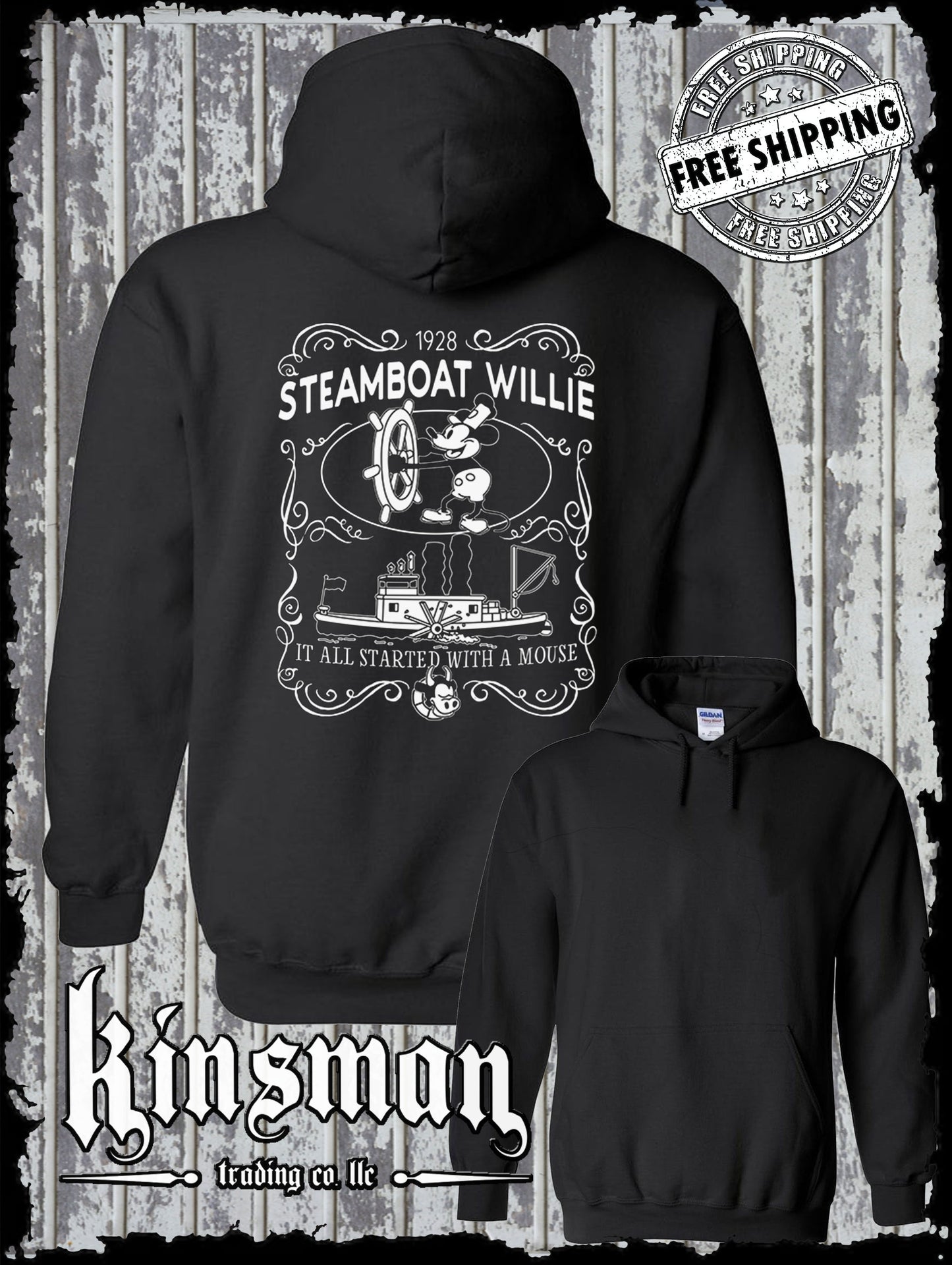 Steamboat Willie Classic Label Hoodie / Sweatshirt - Cartoon Mouse