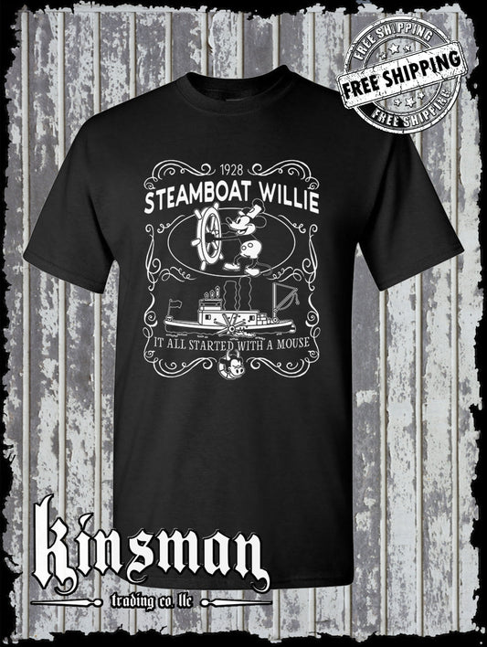 Steamboat Willie Classic Label T-Shirt / Cartoon Mouse