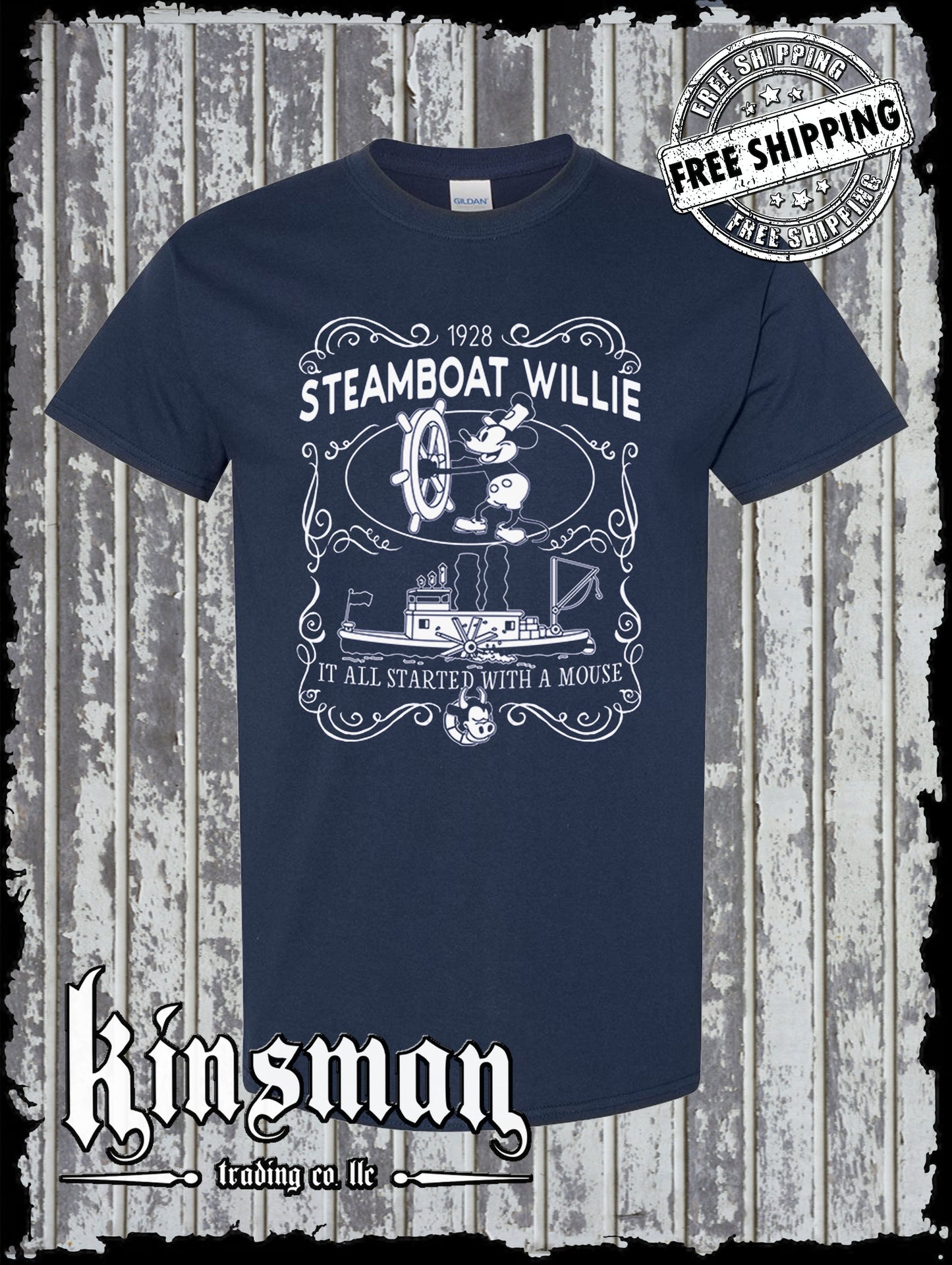 Steamboat Willie Classic Label T-Shirt / Cartoon Mouse