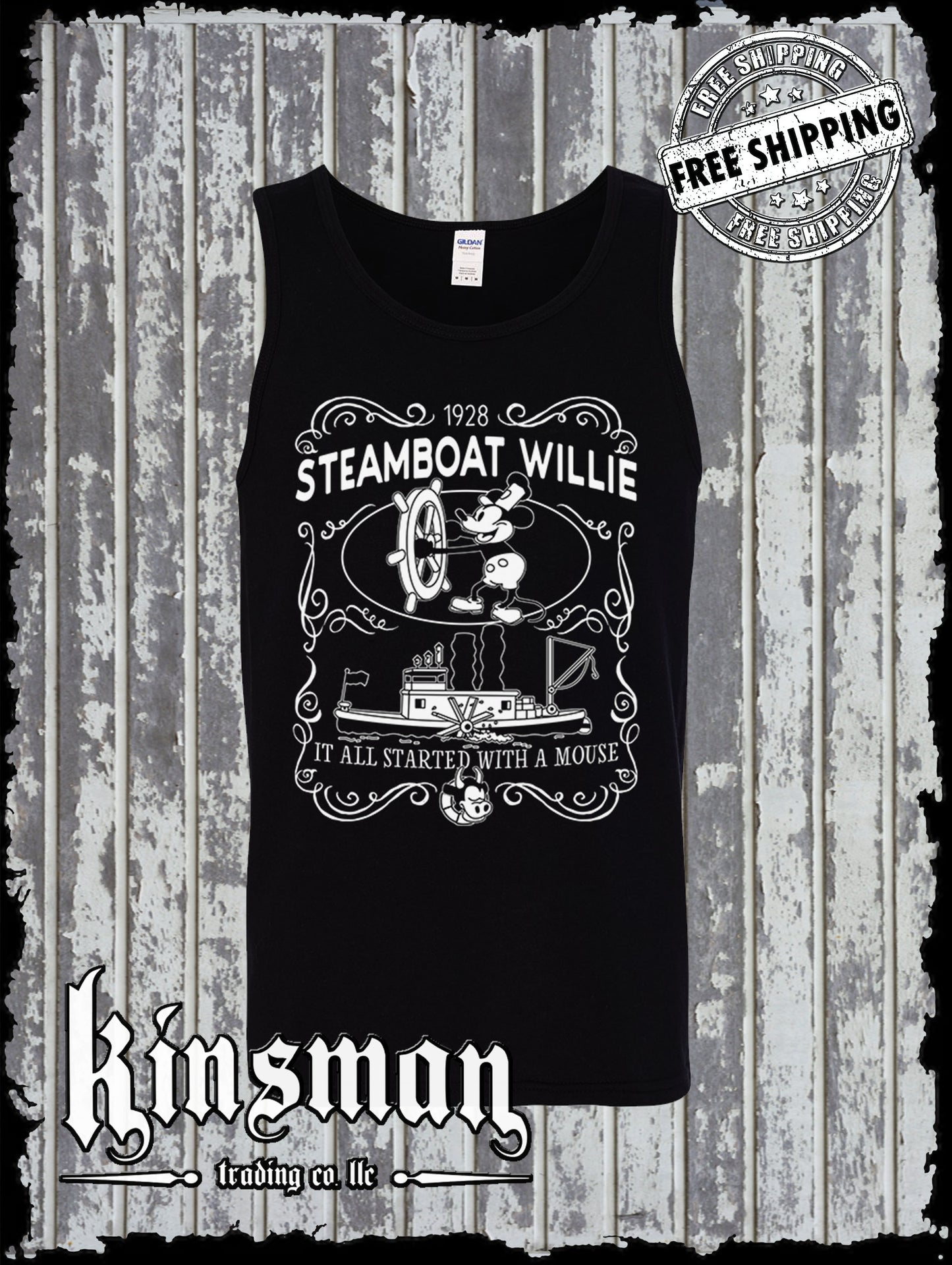 Steamboat Willie Classic Label Tank Top T-Shirt / Cartoon Mouse
