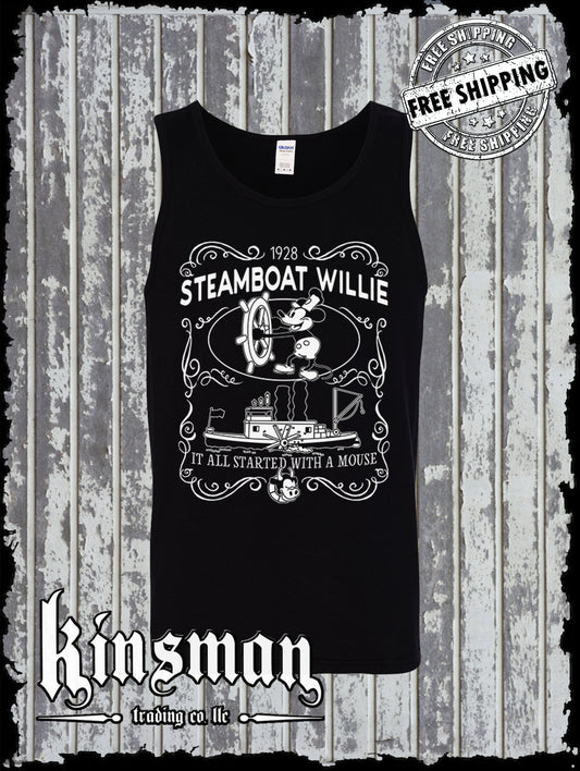 Steamboat Willie Classic Label Tank Top T-Shirt / Cartoon Mouse