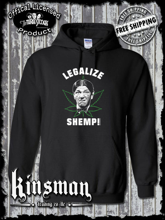 Three Stooges Legalize Shemp Hoodie / Sweatshirt Marijuana Weed Pot Leaf