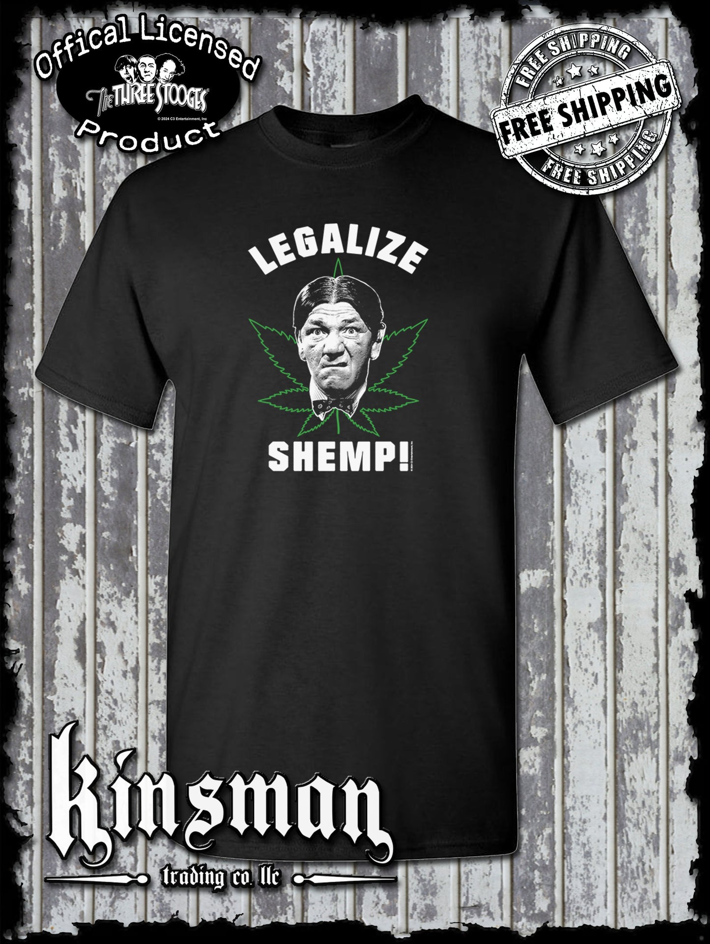 Three Stooges Legalize Shemp T-Shirt Weed Marijuana Pot Leaf