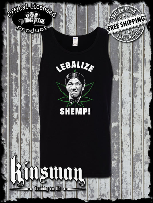 Three Stooges Legalize Shemp Tank Top T-Shirt Marijuana Weed Pot Leaf