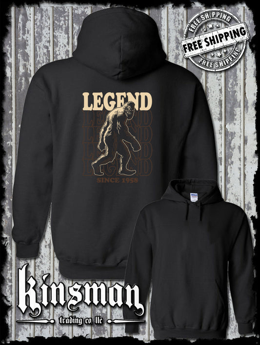 Bigfoot Legend Stacked Hoodie Sweatshirt / Funny Sasquatch