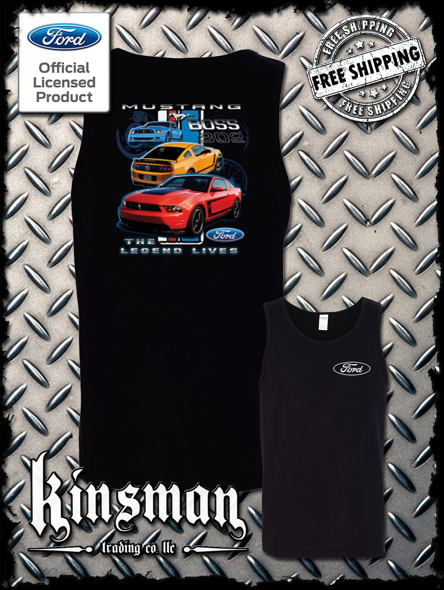 Ford Mustang The Legend Lives 2-Sided Tank Top T-Shirt Boss 302